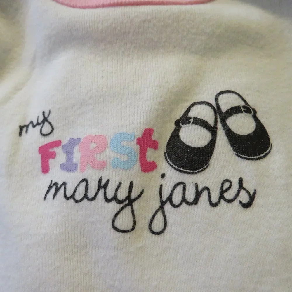 Baby My First Mary Janes (shoes) Bodysuit 0-6mts 100% cotton